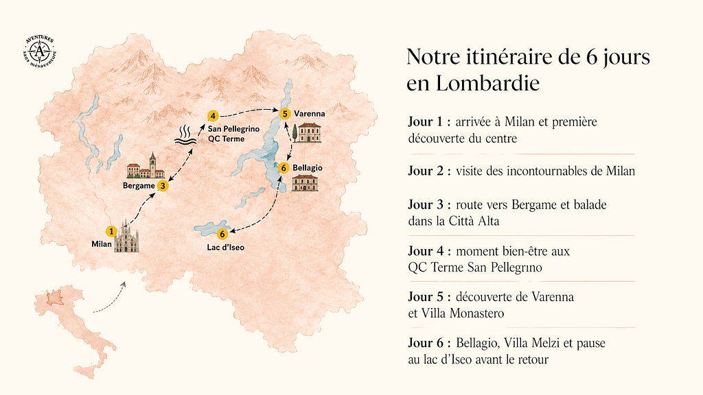 Lombardie en une semaine : l’itinéraire parfait entre Milan, Bergame et le lac de Côme itinéraire jour par jour Lombardie en une semaine : l’itinéraire parfait entre Milan, Bergame et le lac de Côme